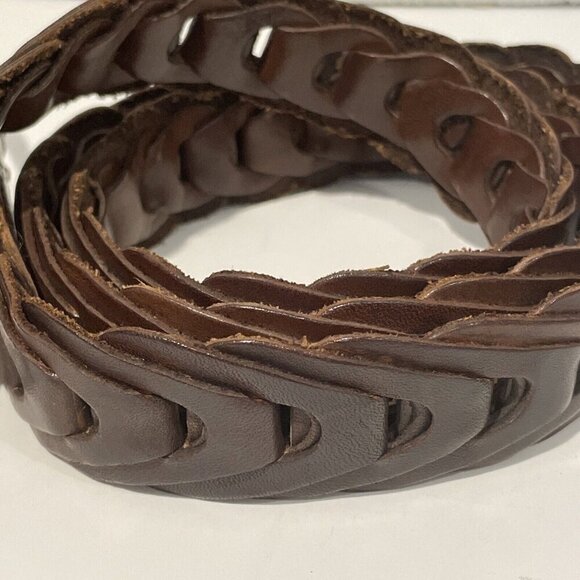 Fossil Leather Belt Mens 36 Braided Woven Brown Brass Buckle MB2347 Vintage - Picture 5 of 10